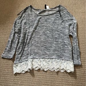 Navy Blue Sweater with White Lace from Divided